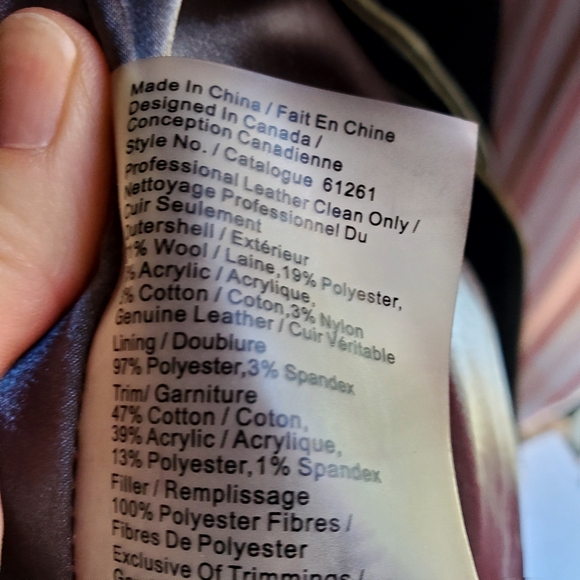 Danier Women's Black Leather & Wool Coat Size 8 - Picture 11 of 13